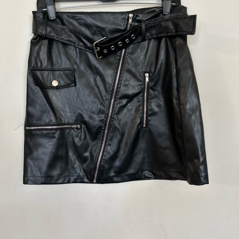 Large faux, leather Moto skirt from Shein